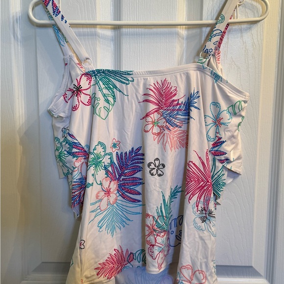 Coco Reef Multicolor Floral Tiered Swimsuit Set - Tankini 36D top, sm/md bottoms - Picture 5 of 16